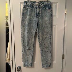 Bimba Y Lola Cropped Mid Rise Straight Leg Jean, Acid Wash, sz 38 EU